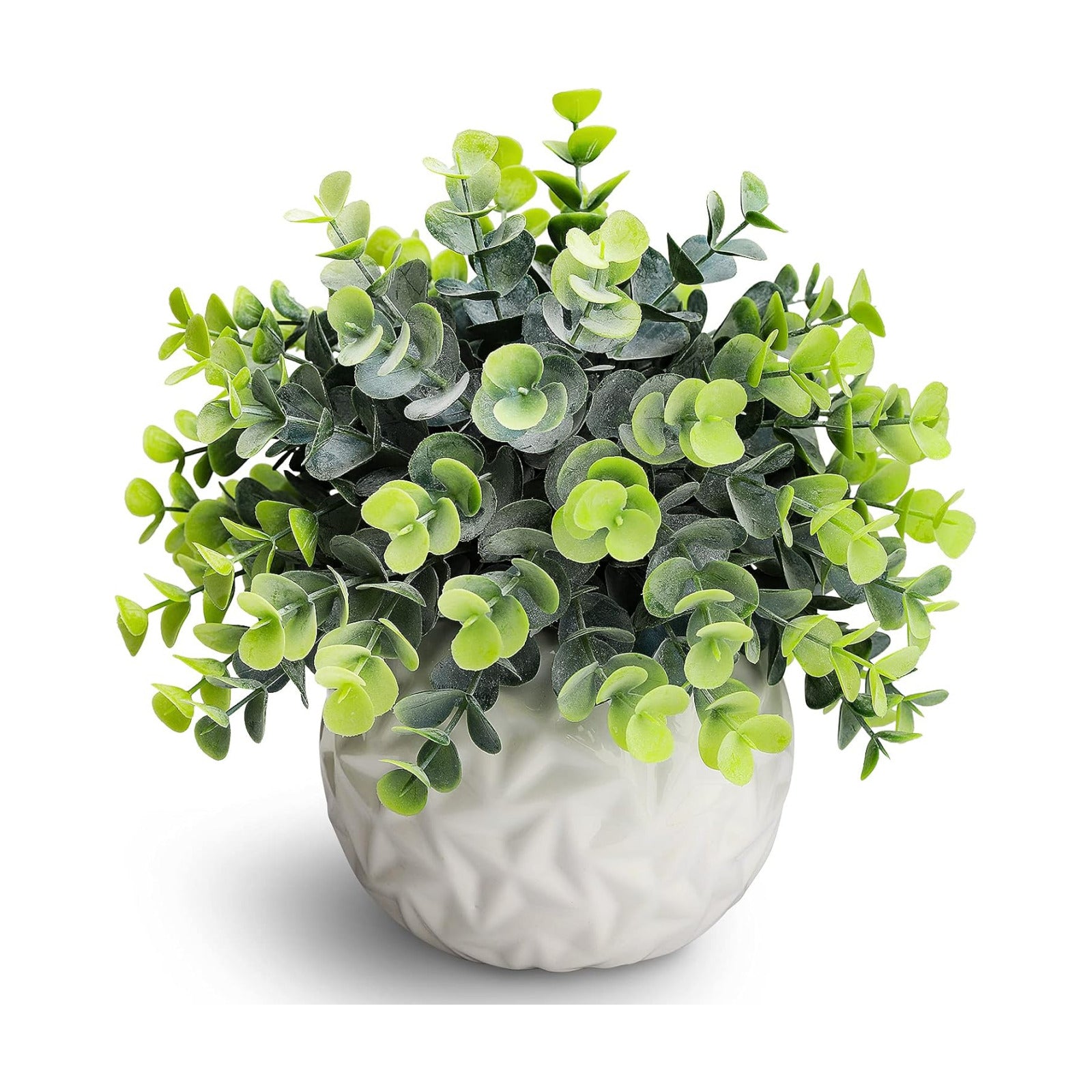 Fake Plants Indoor Small Artificial Eucalyptus Plants in Pots / White