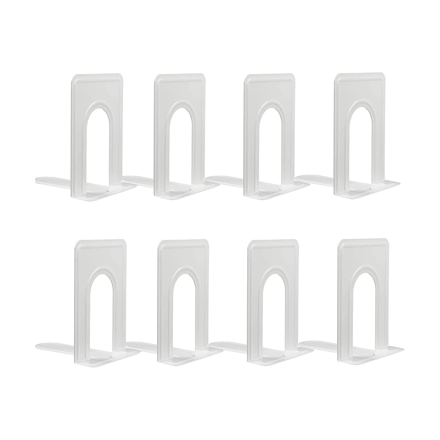 Metal Bookends / Book Shelf Holder Home Decorative / 4 Pair / White / 6.5 x 5