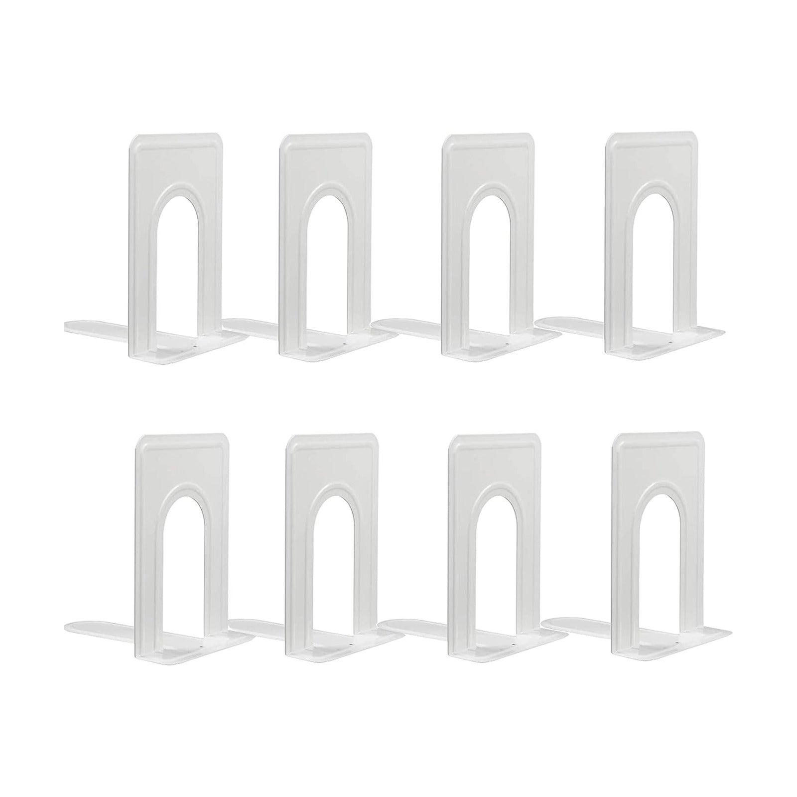 Metal Bookends / Book Shelf Holder Home Decorative / 4 Pair / White / 6.5 x 5