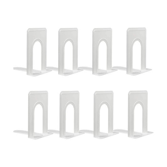 Metal Bookends / Book Shelf Holder Home Decorative / 4 Pair / White / 6.5 x 5