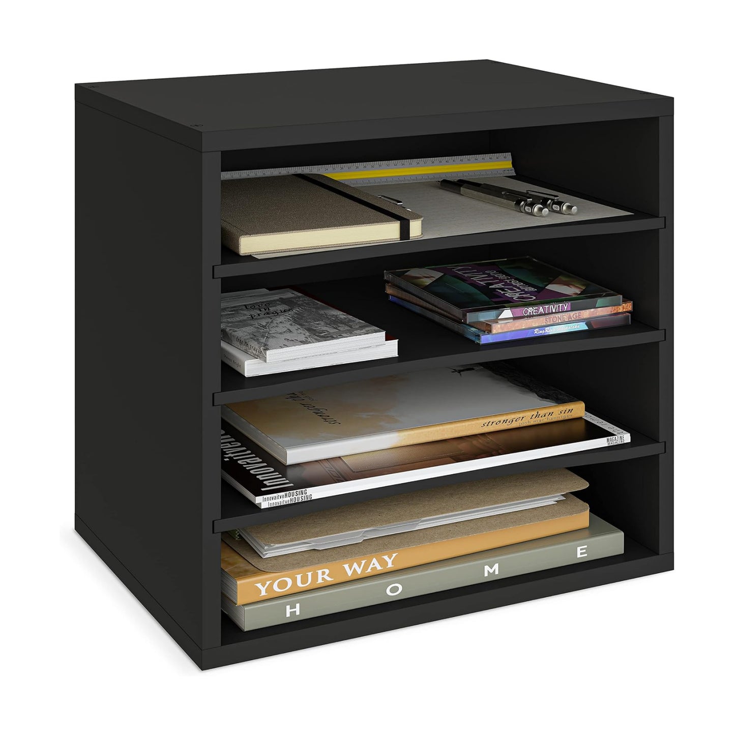 Ballucci 4-Tier Paper Organizer for Desk, Stackable Tray, Desk Storage Organizer Shelves, Stacking Letter Paper Tray