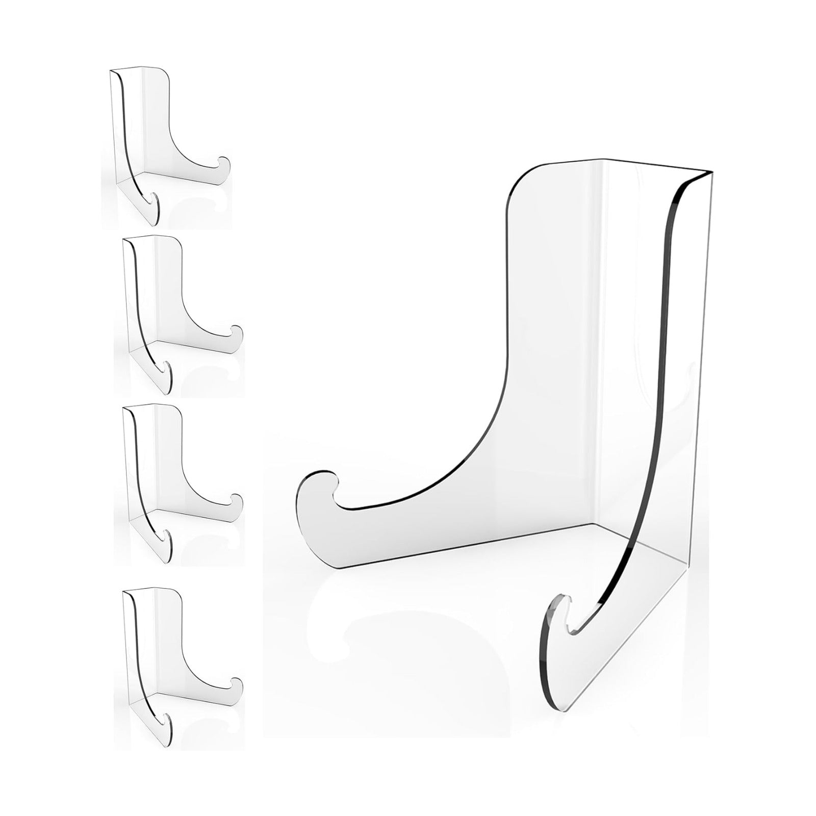 Boloyo Flat Back Acrylic Plate Display Stand , 6 Inch 5PC Clear Acrylic Display Holder Easel Base for Home Office