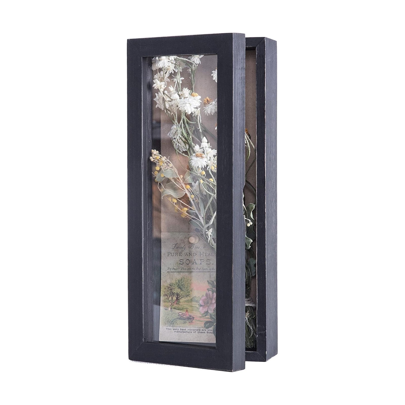 Freezing point Shadow Box Frame 5x12.5 Shadow Box Pin Display Case Cabinet Picture Frame with Linen Back Memorabilia