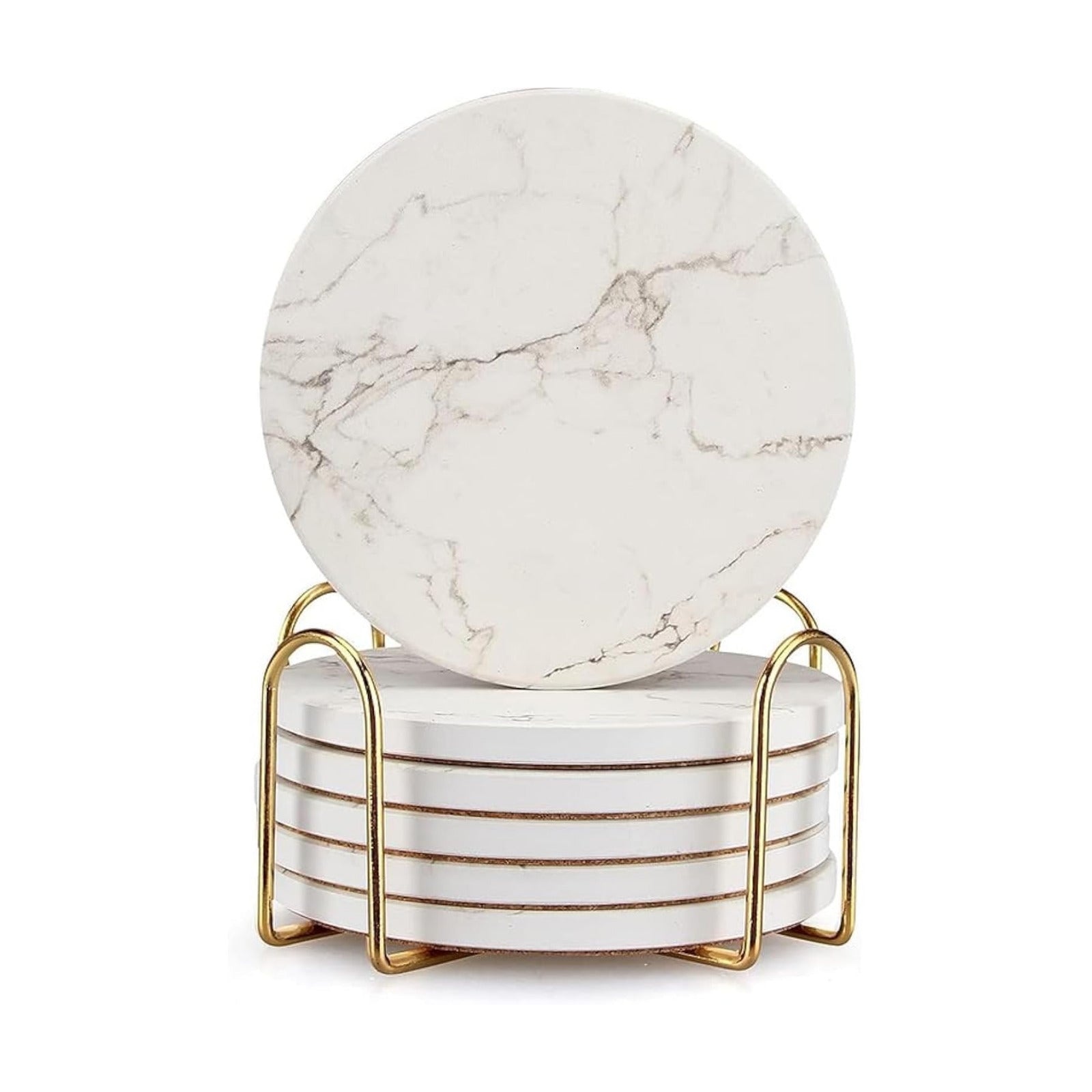 Holder Absorbent Drink Coasters Ceramic Coaster Bar Dining Coffee Table / White / Set of 6