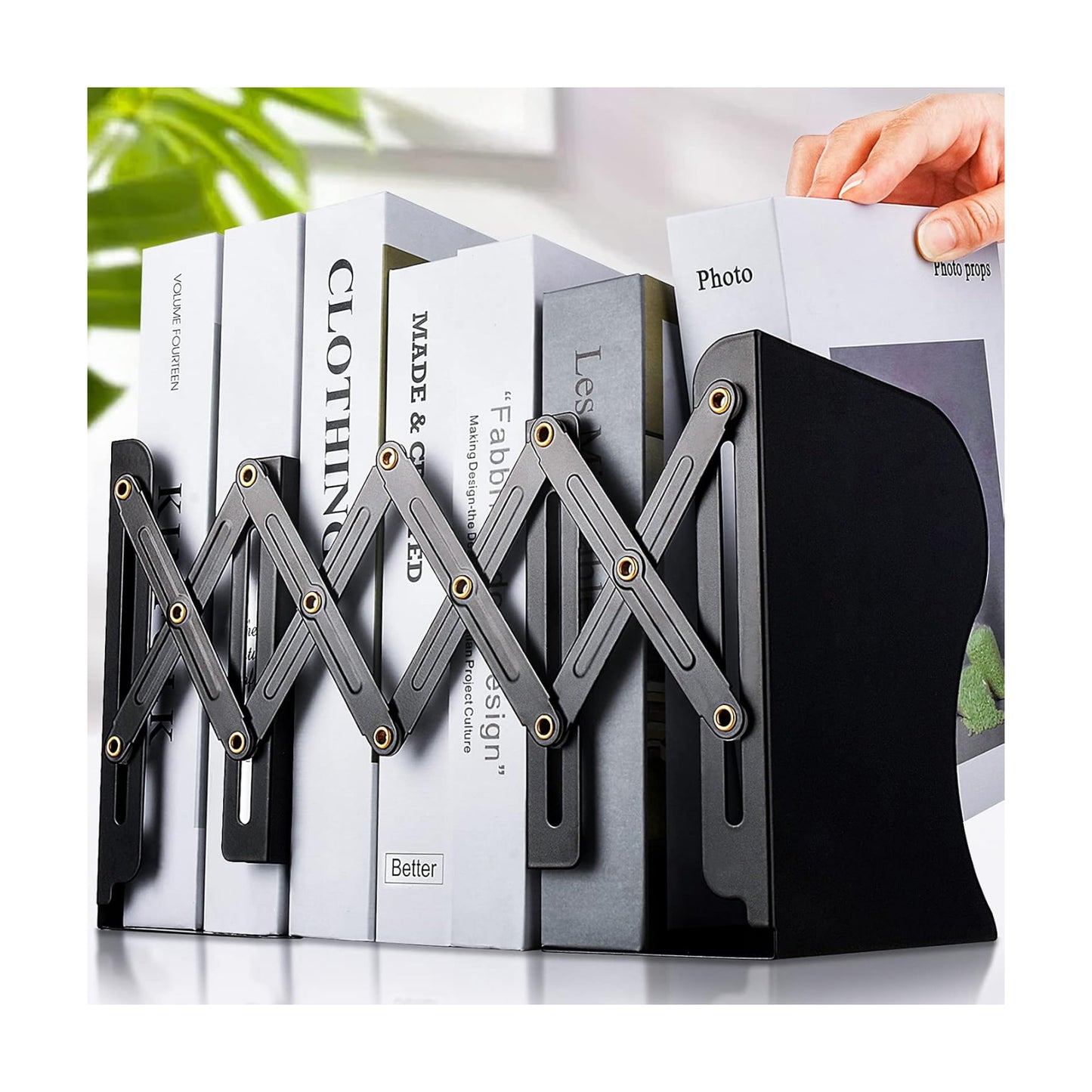 Metal Adjustable Book Ends Decorative Bookends / Black