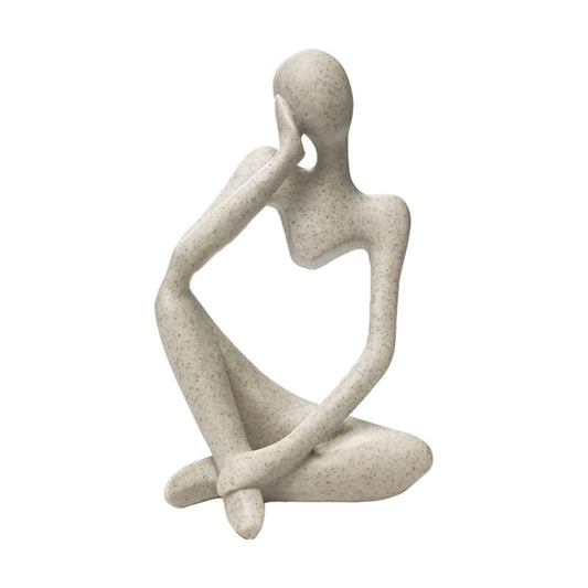 Sandstone Resin Thinker Style Abstract Sculpture Statue Collectible / Sandstone - Left Reverie