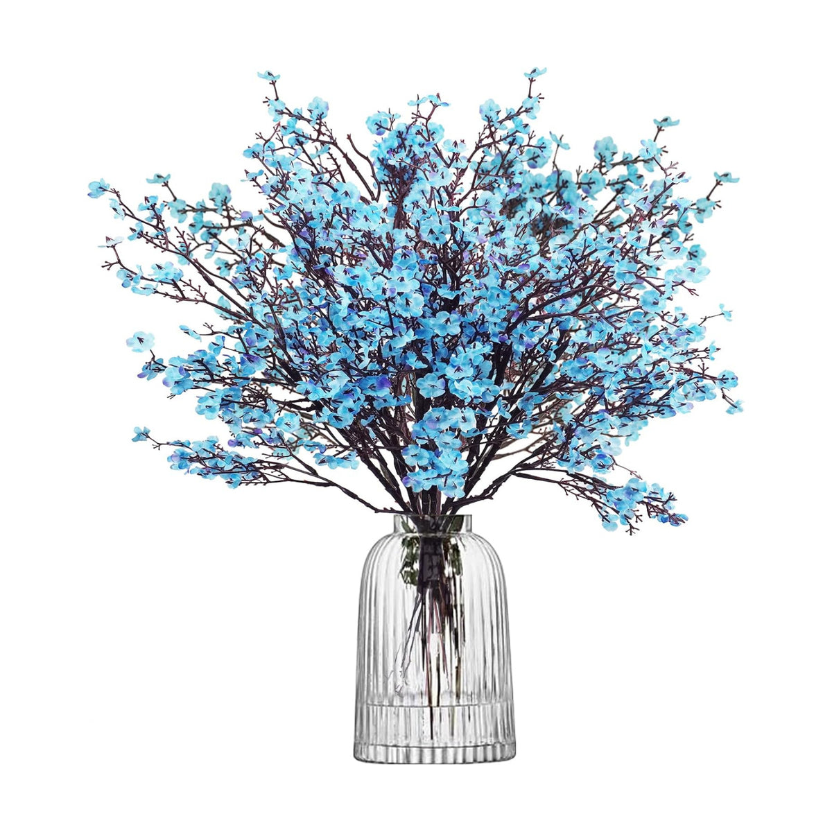 Uieke 6 Pcs Artificial Baby Breath Flowers Fake Gypsophila Bouquets Faux Silk Flower Real Touch Flowers for Wedding Farmhouse Decor DIY Home Party Office Kitchen Hotel Bathroom Garden Blue