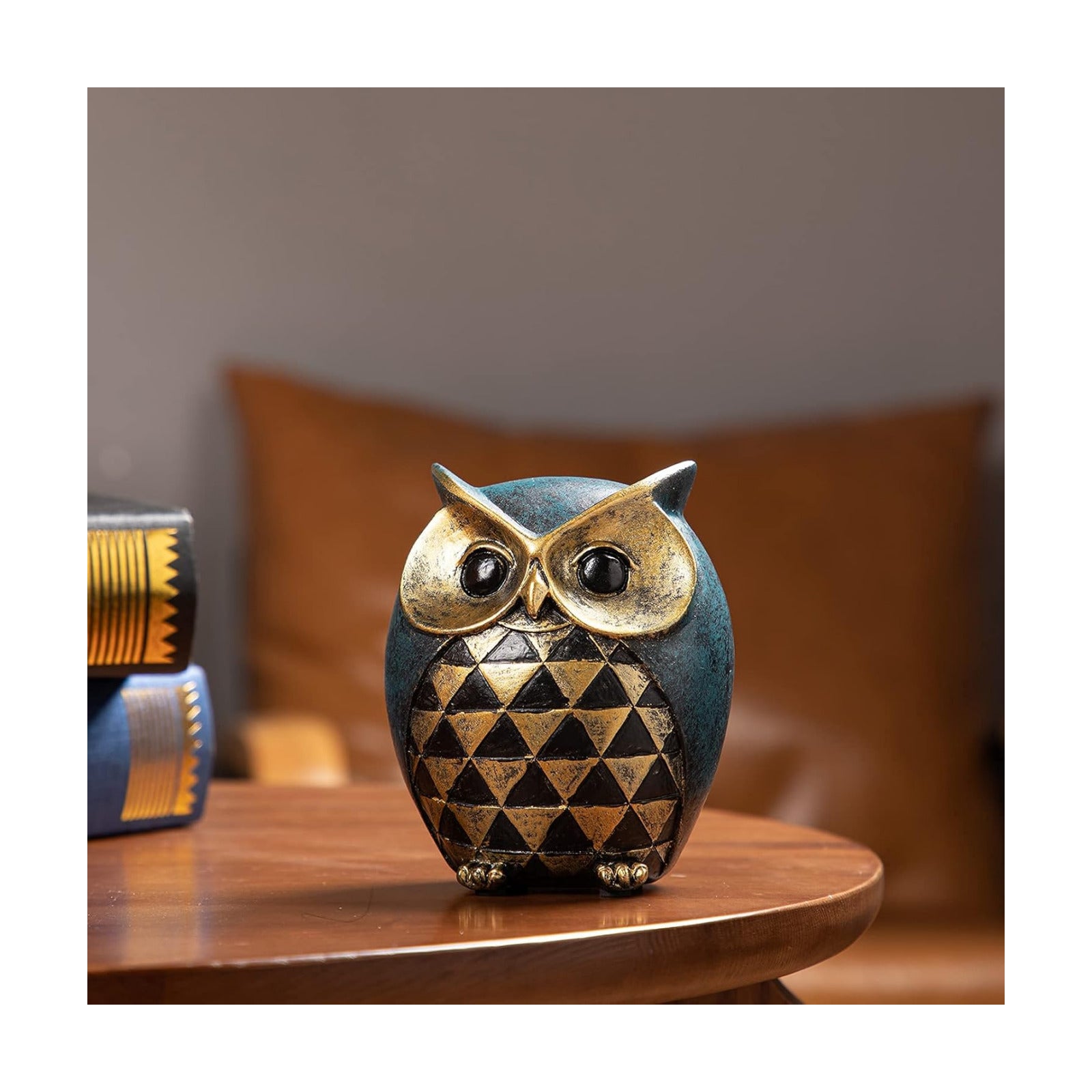 Owl Figurines / Owl Statue Home Decor / Blue