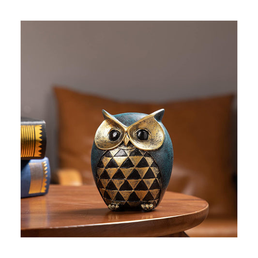 Owl Figurines / Owl Statue Home Decor / Blue