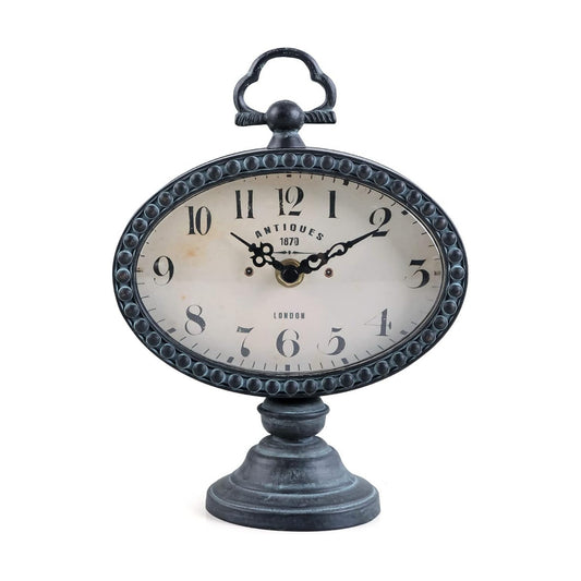 NIKKY HOME Vintage Table Clock with Beads, Shelf Desk Top Clock Battery Operated Rustic Design, Chic Home Decor for