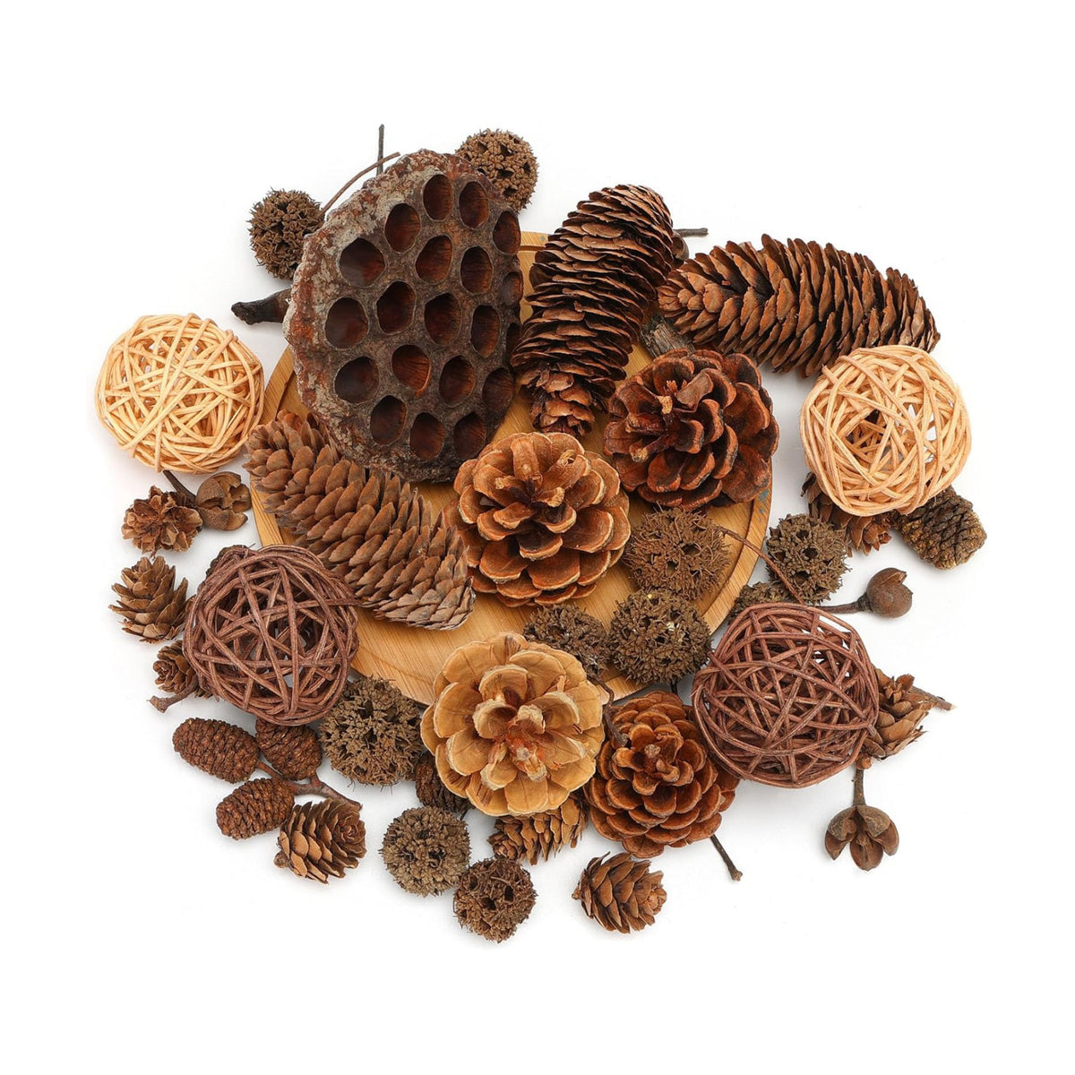 DomeStar 38 PCS Pine Cone Set for Bowl Centerpiece, Natural Bowl Fillers