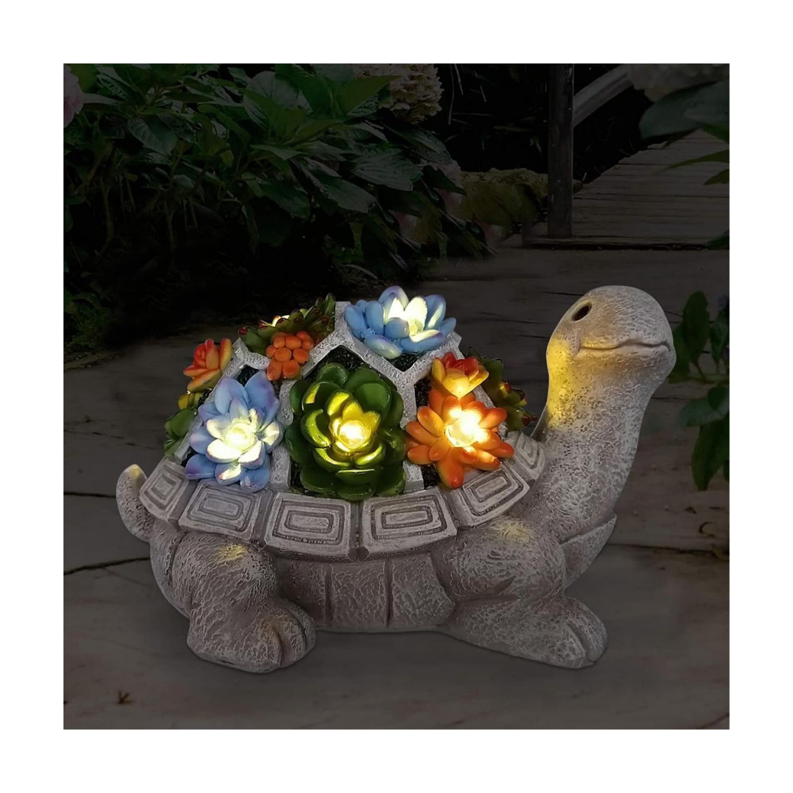 Nacome Solar Garden Outdoor Statues Turtle with Succulent