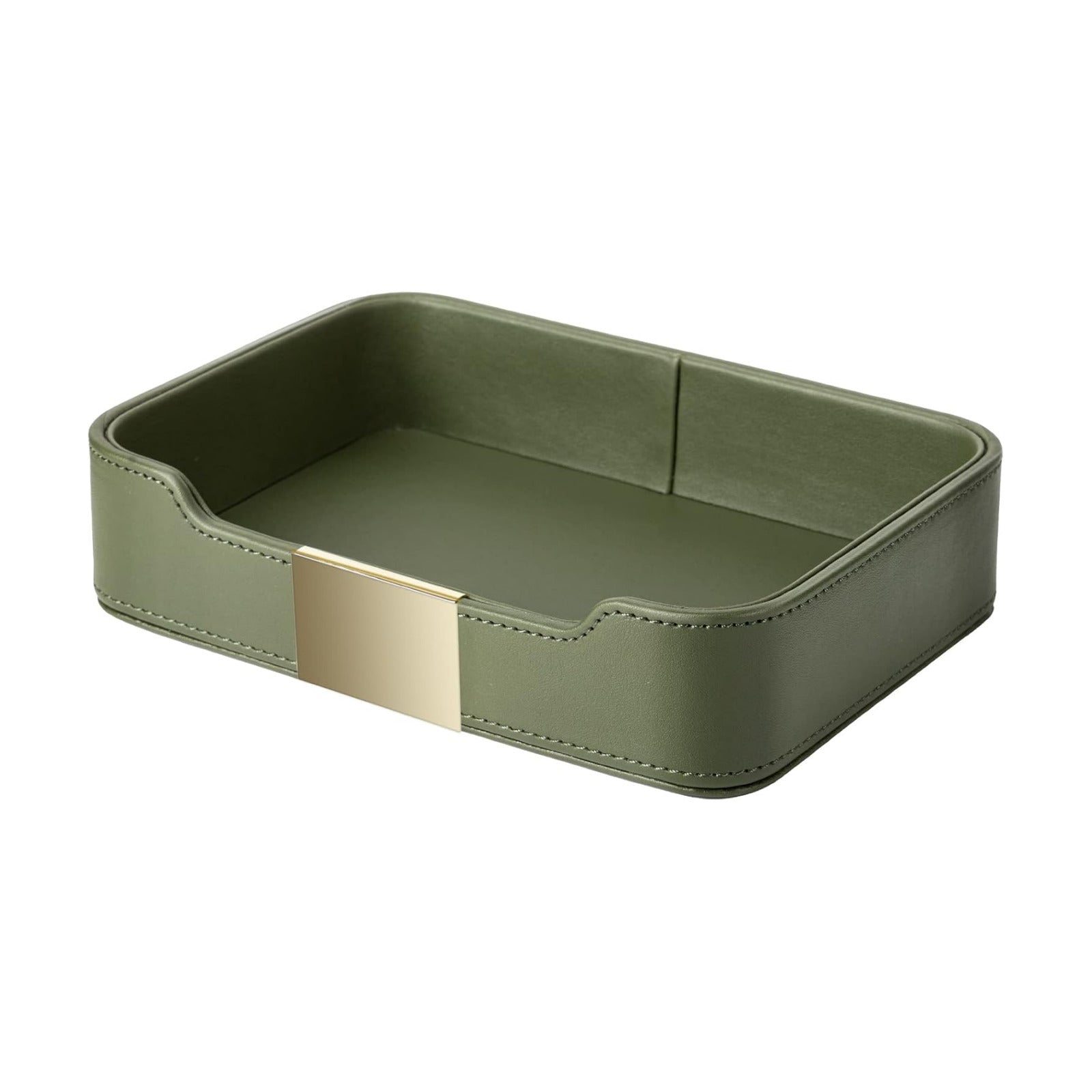 Leather Tray Organizer Valet Tray Key Tray for Entryway Table Desktop / 9 x 6.2 x 2.2 / Khaki Green