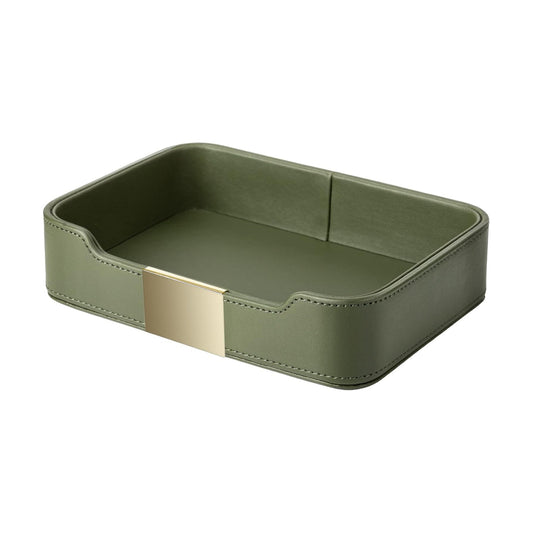 Leather Tray Organizer Valet Tray Key Tray for Entryway Table Desktop / 9 x 6.2 x 2.2 / Khaki Green