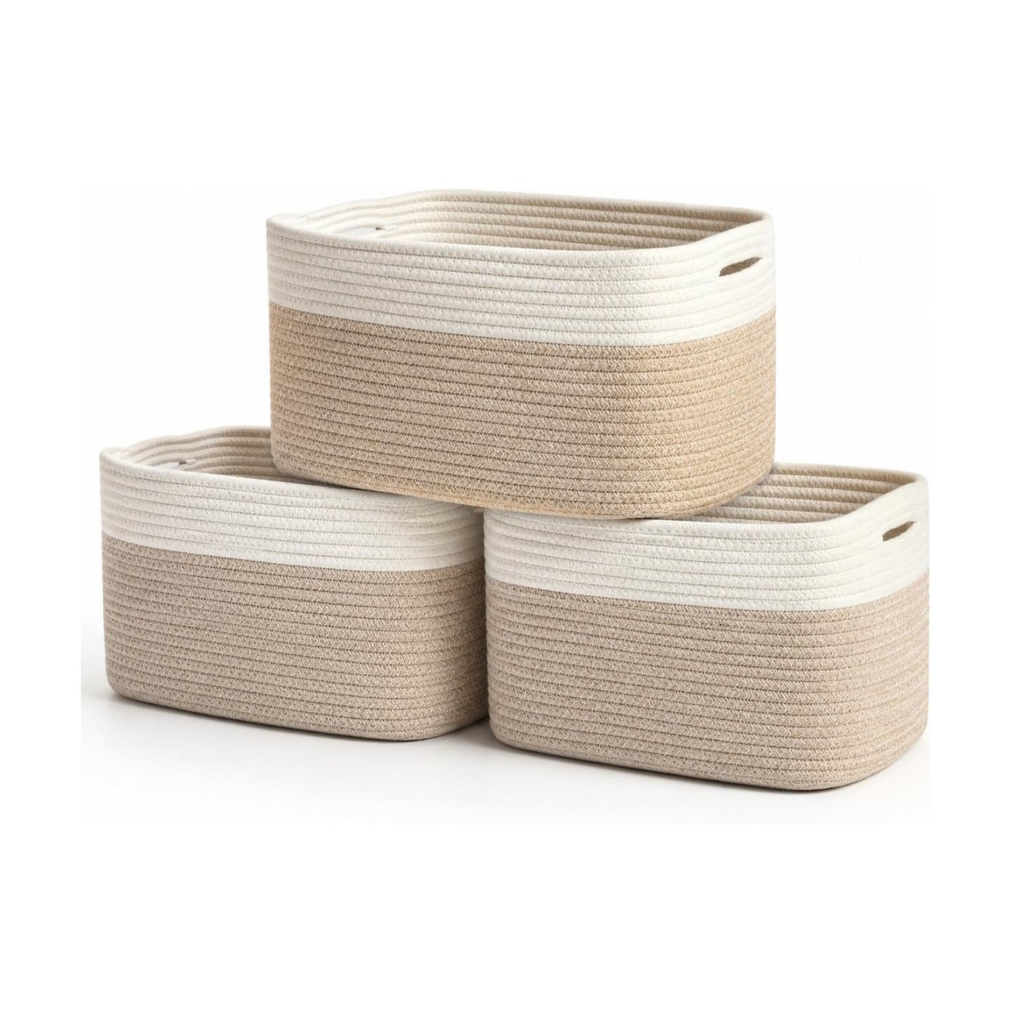 Woven Storage Baskets for Organizing / Mixed Honey / 15 x 10 x 9 / Set of 3