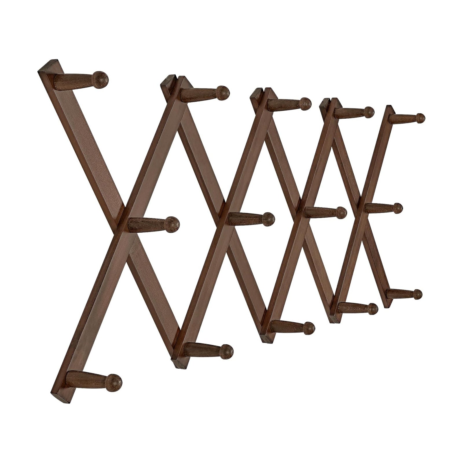 Hat Rack / 14 Hooks / Walnut / 14 Pegs