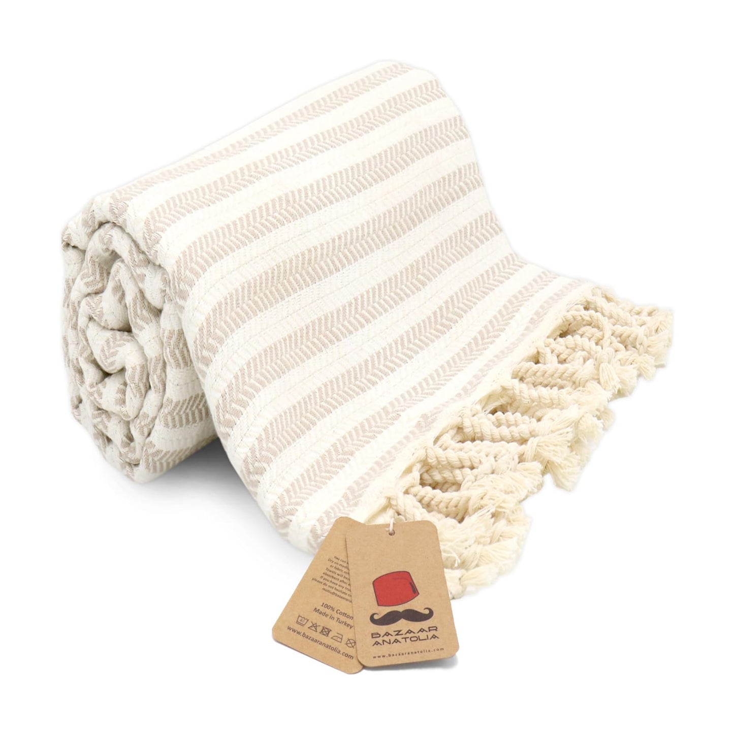 Turkish Bath Towel, 100% Cotton, 71x39 in, Arpa Beige