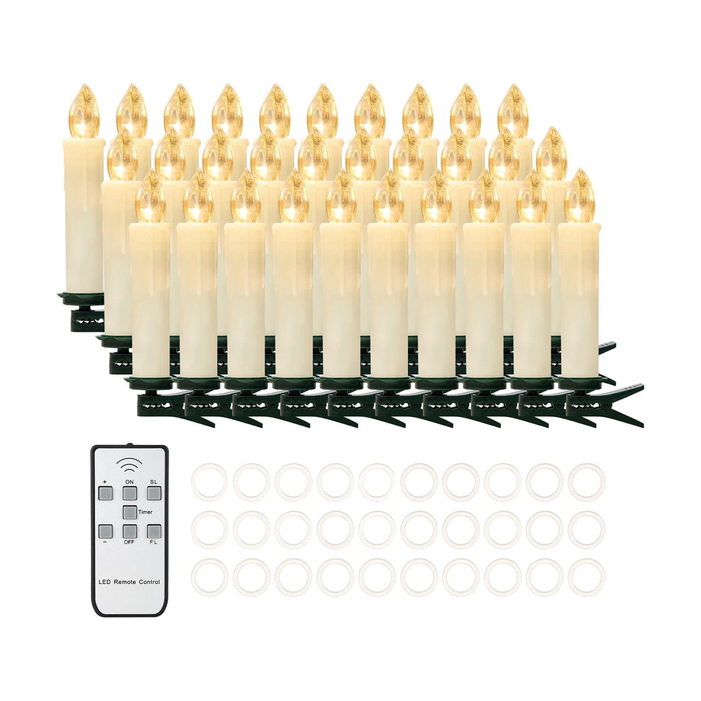 Daord 30 PCS Flameless LED Taper Candles Battery Operated Christmas Tree Candle Lights Electric Fake Candles with
