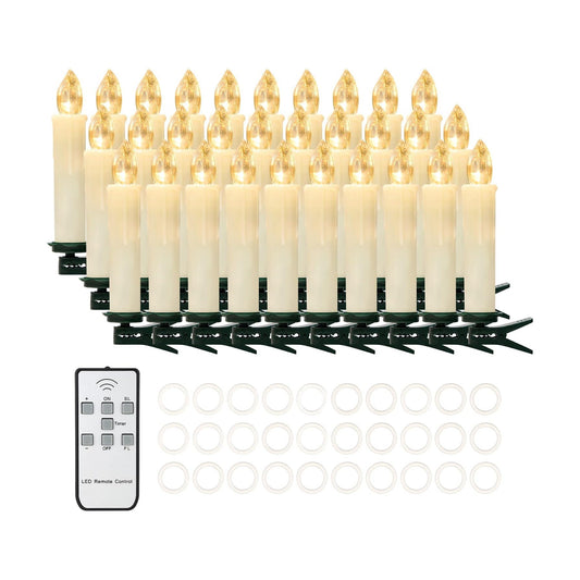 Daord 30 PCS Flameless LED Taper Candles Battery Operated Christmas Tree Candle Lights Electric Fake Candles with