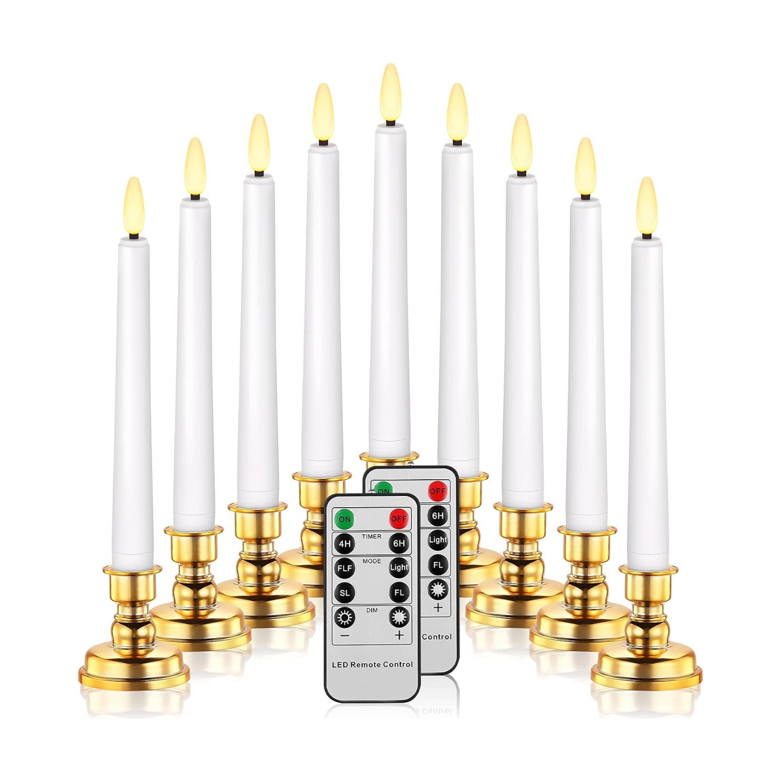 Daord LED Christmas Window Candle with 2 Remotes Battery Operated Flameless Taper Candles Warm Light Flickering and