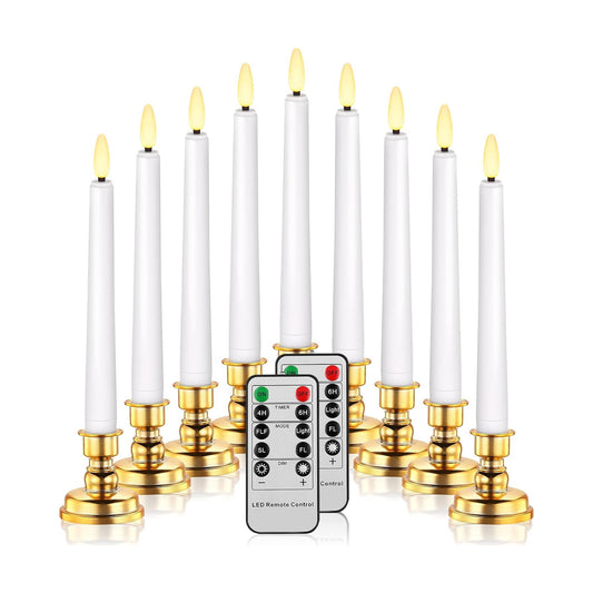 Daord LED Christmas Window Candle with 2 Remotes Battery Operated Flameless Taper Candles Warm Light Flickering and