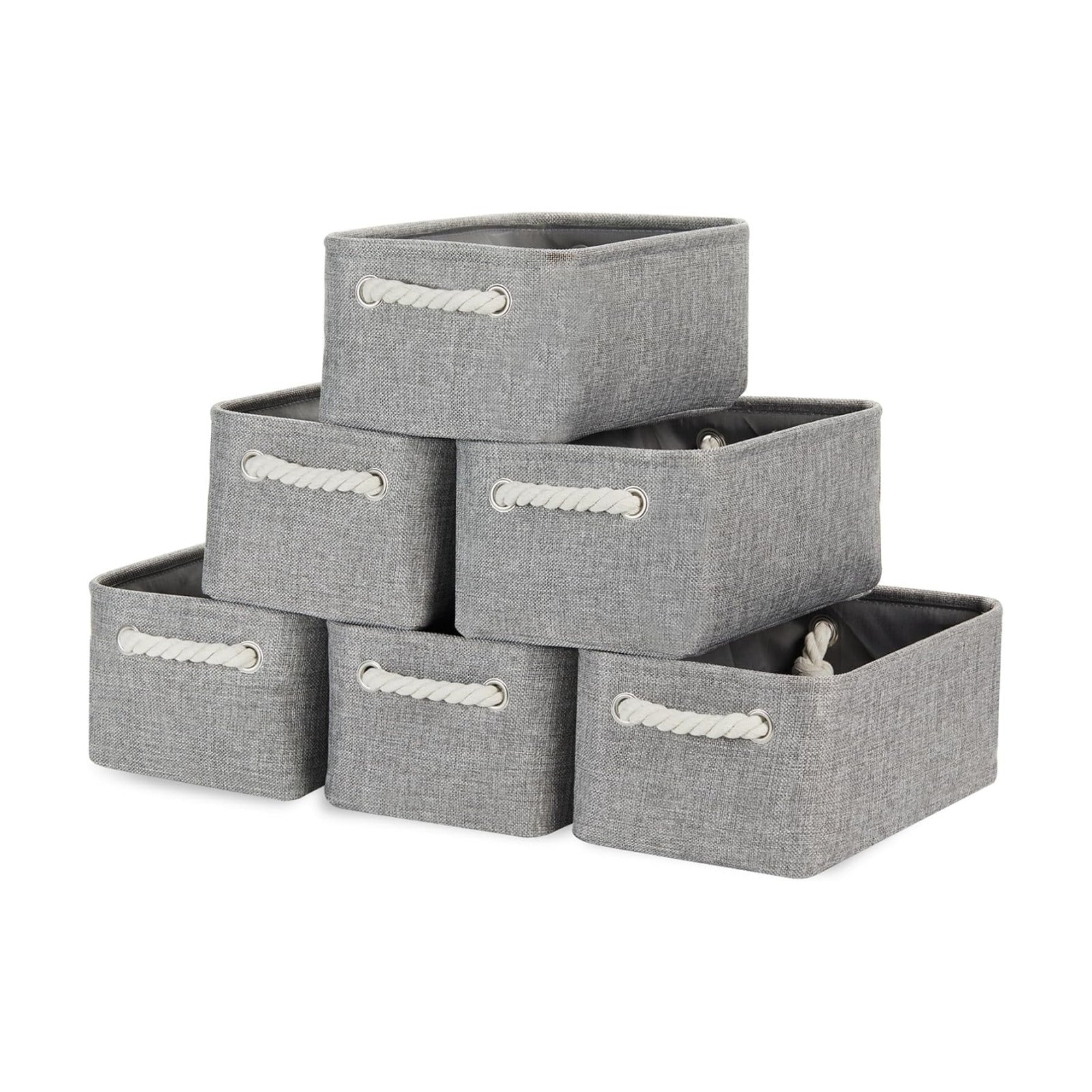Handles Collapsible Canvas Organizer / Grey / 11.8 x 7.8 x 5 / Set of 6