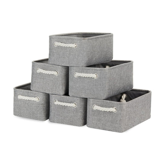 Handles Collapsible Canvas Organizer / Grey / 11.8 x 7.8 x 5 / Set of 6
