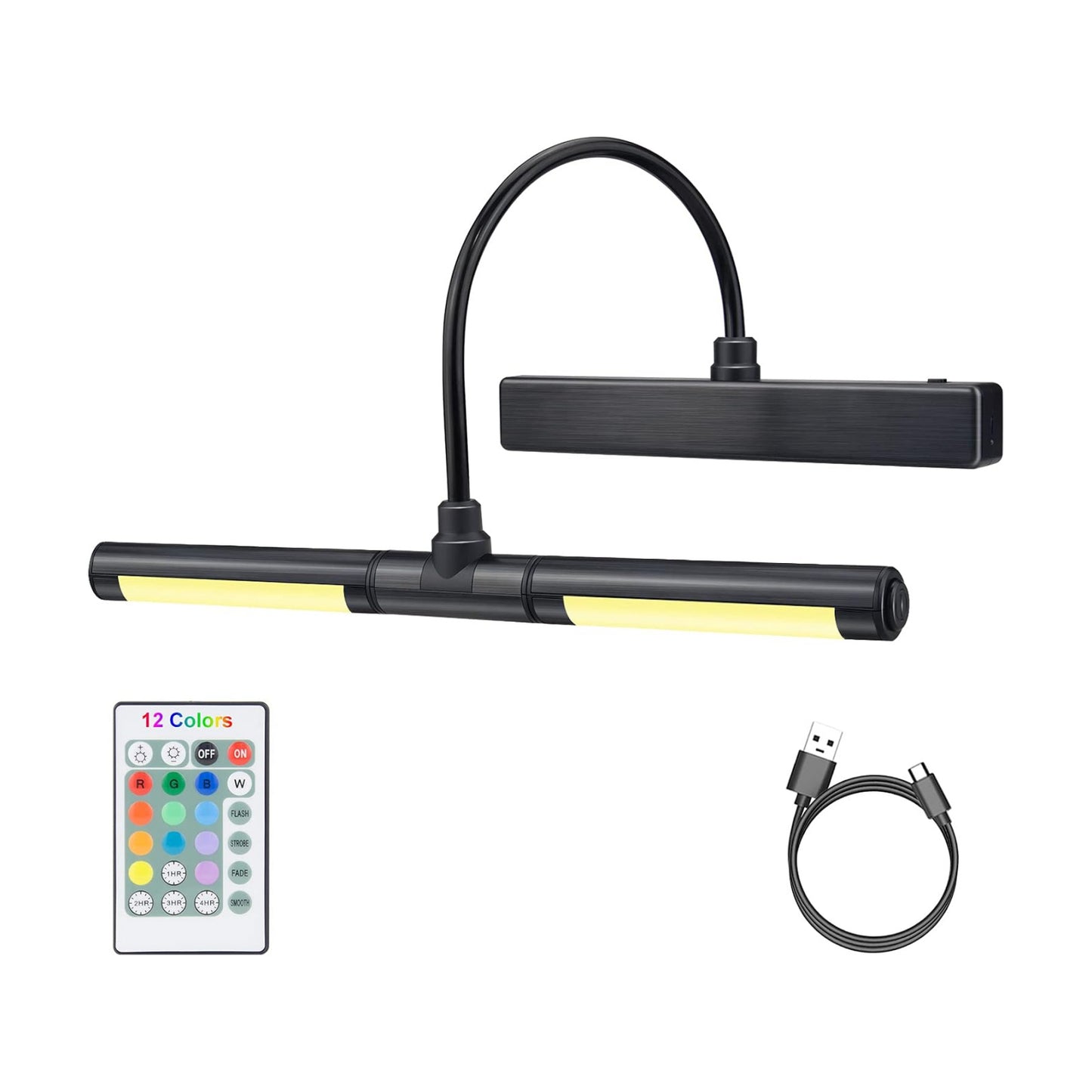 LUXSWAY Picture Lights Rechargeable,Painting Light for Picture with Aluminum Finish,Upgrade 12 Color Changing Art