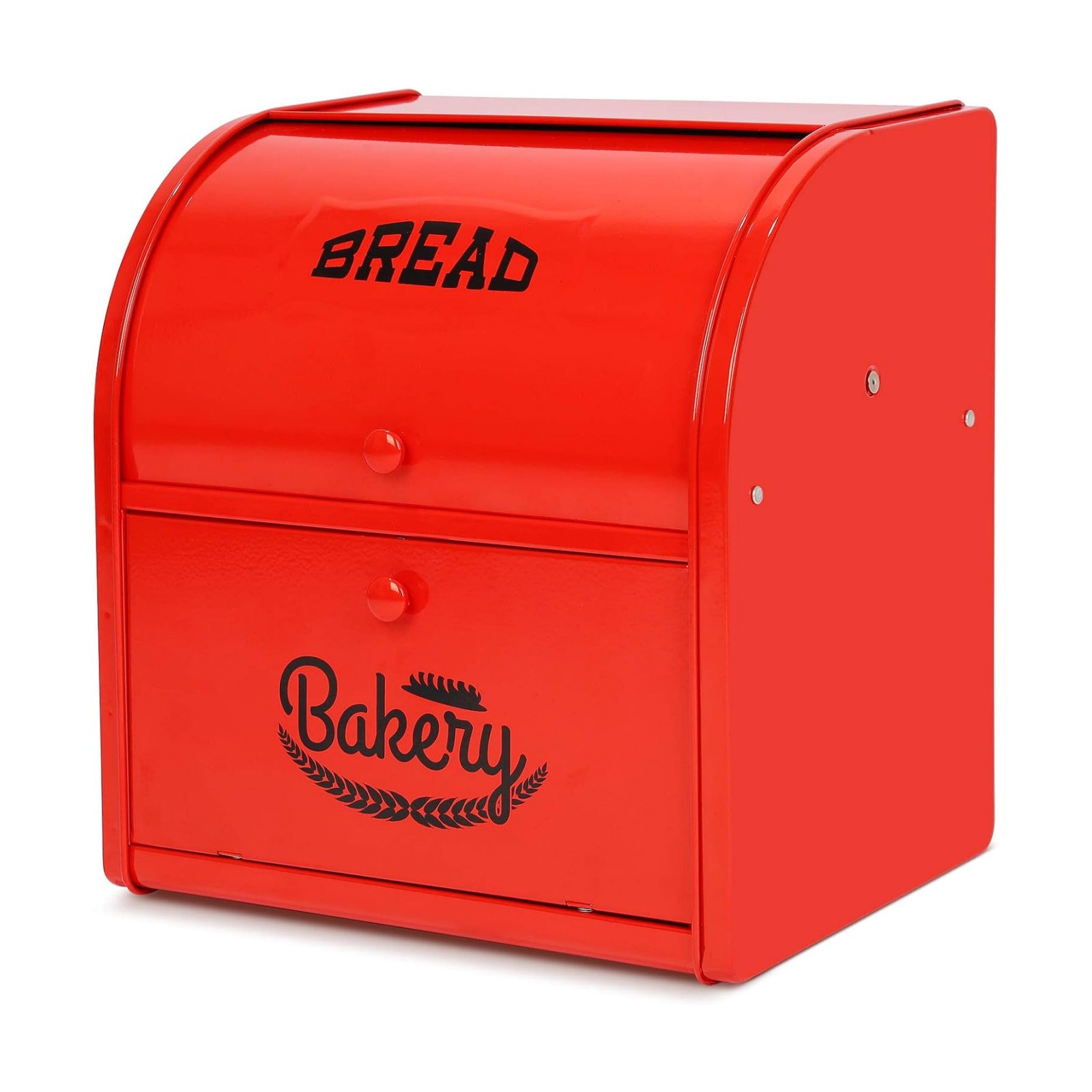 Widousy 2 Layer Metal Bread Boxes, Bread Box Storage Bin Kitchen Container with Roll Top Lid Iron Countertop Containers