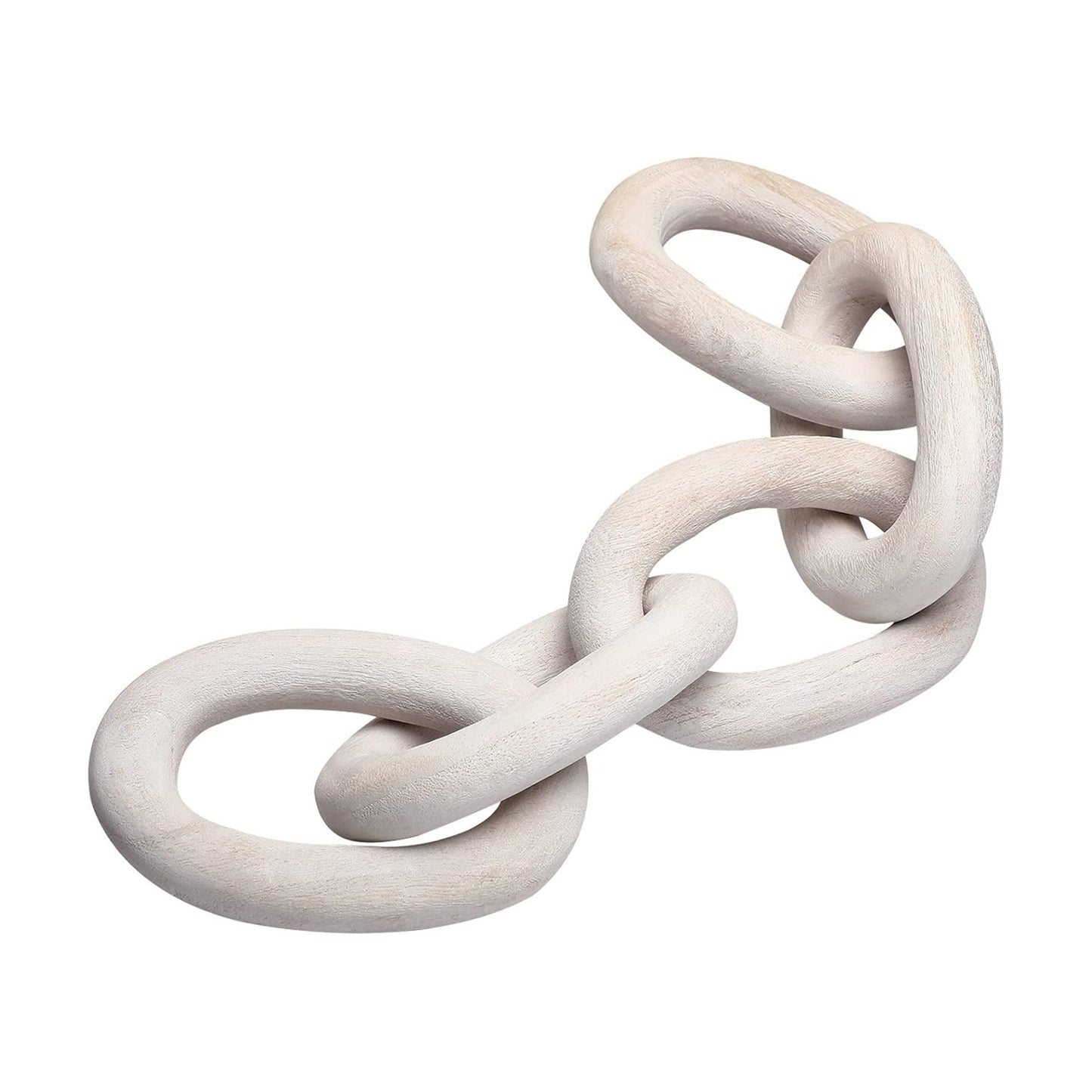 Decorative Wooden Link Chain Farmhouse Wooden Chain Decor 5 Link Decoration for Family Home / White