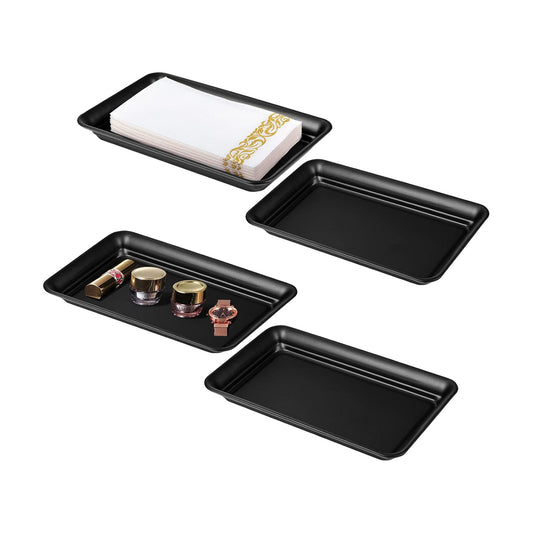 Vintage Farmhouse Decor Metal Vanity Tray / Black / 9.9 x 5.9 x 1.1 / Set of 4