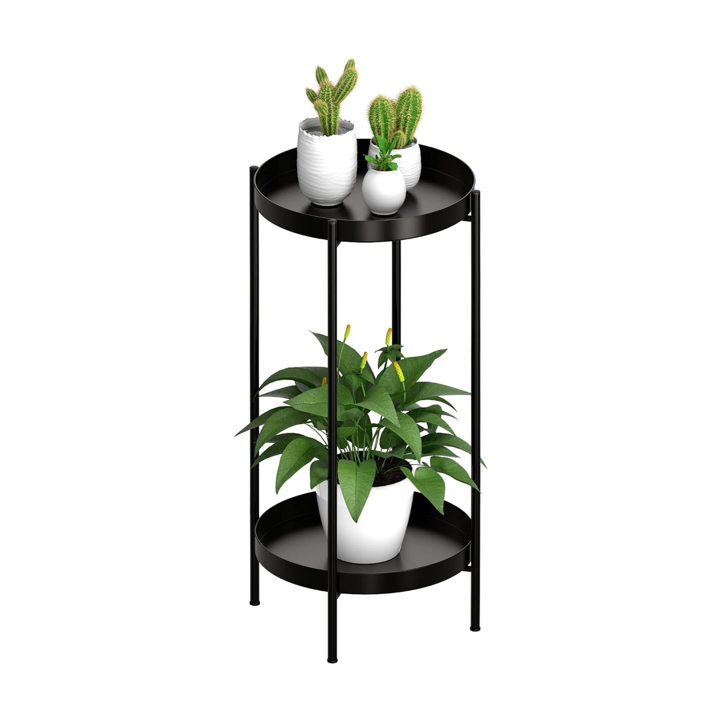2 Tier Plant Stand Indoor Outdoor - 10.5in Width 24in Tall Flower Pot Rack | Heavy Duty Metal Plant Table Planter