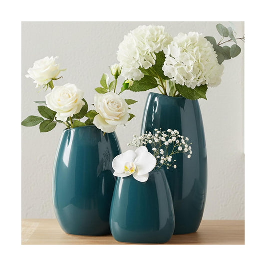 Ceramic Vase Flower Vase / Teal / Set of 3