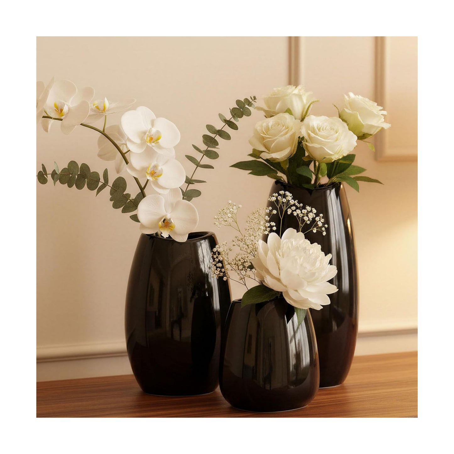 Ceramic Vase Flower Vase / Black / Set of 3
