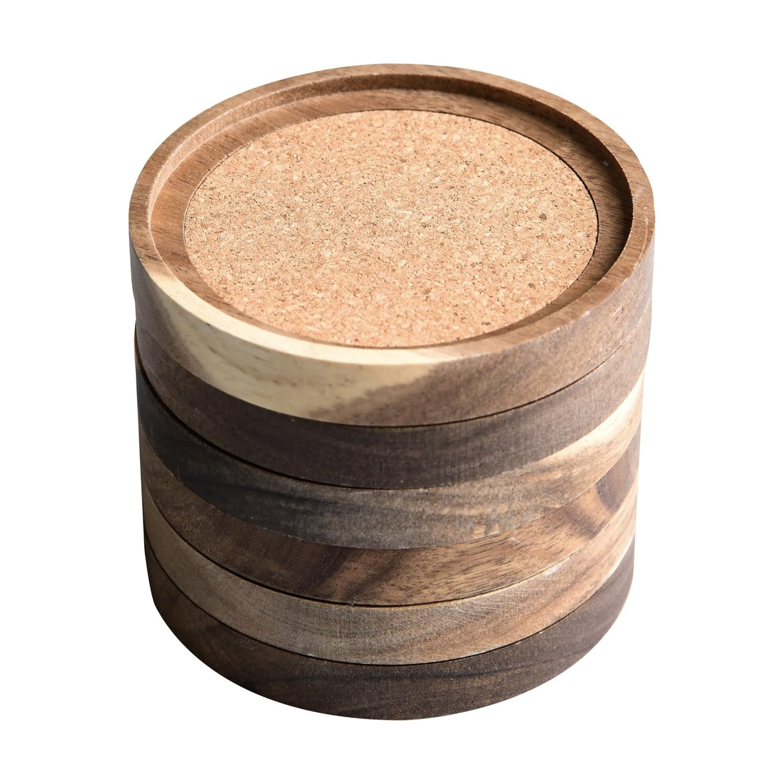 Absorbent and Insulation Cork Stackable Cup Holders / 4.13 Inch / Set of 6