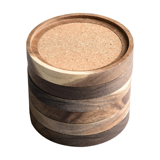 Absorbent and Insulation Cork Stackable Cup Holders / 4.13 Inch / Set of 6