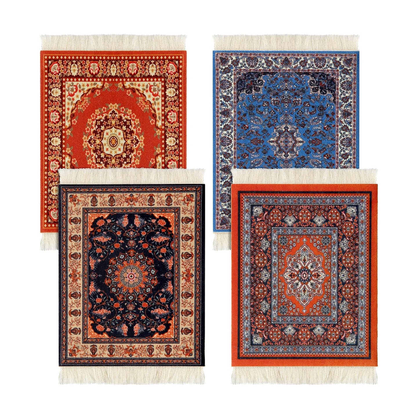 Rug Table Coasters Table Drink Holders Oriental Design Fabric / Square / Retro Pattern / Set of 4