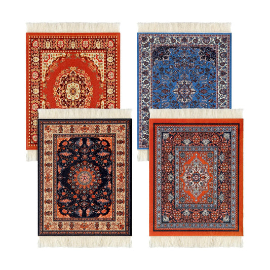Rug Table Coasters Table Drink Holders Oriental Design Fabric / Square / Retro Pattern / Set of 4