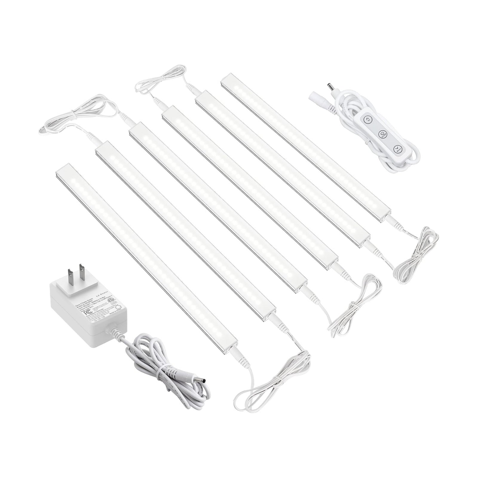 ASOKO Dimmable Under Cabinet Lighting for Kitchen - 6 Pcs 12 inches Linkable Counter Light Bars, Led Closet Light