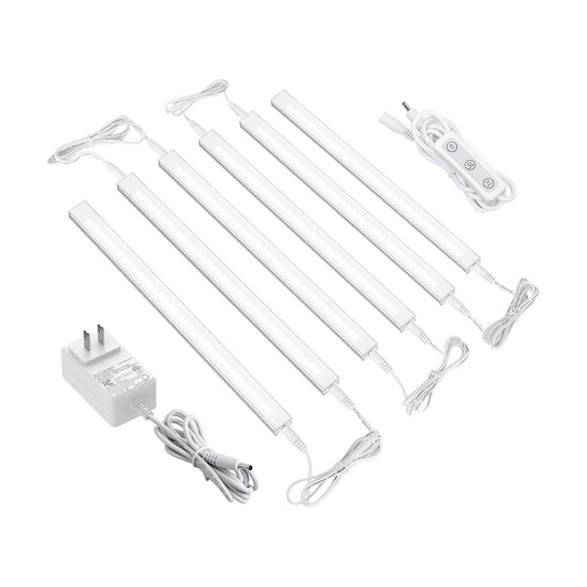 ASOKO Dimmable Under Cabinet Lighting for Kitchen - 6 Pcs 12 inches Linkable Counter Light Bars, Led Closet Light