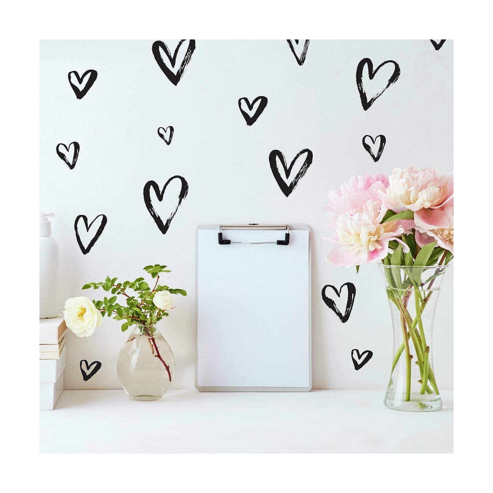 RMK4884SCS Sketchy Hearts Peel and Stick Wall Decals / Black