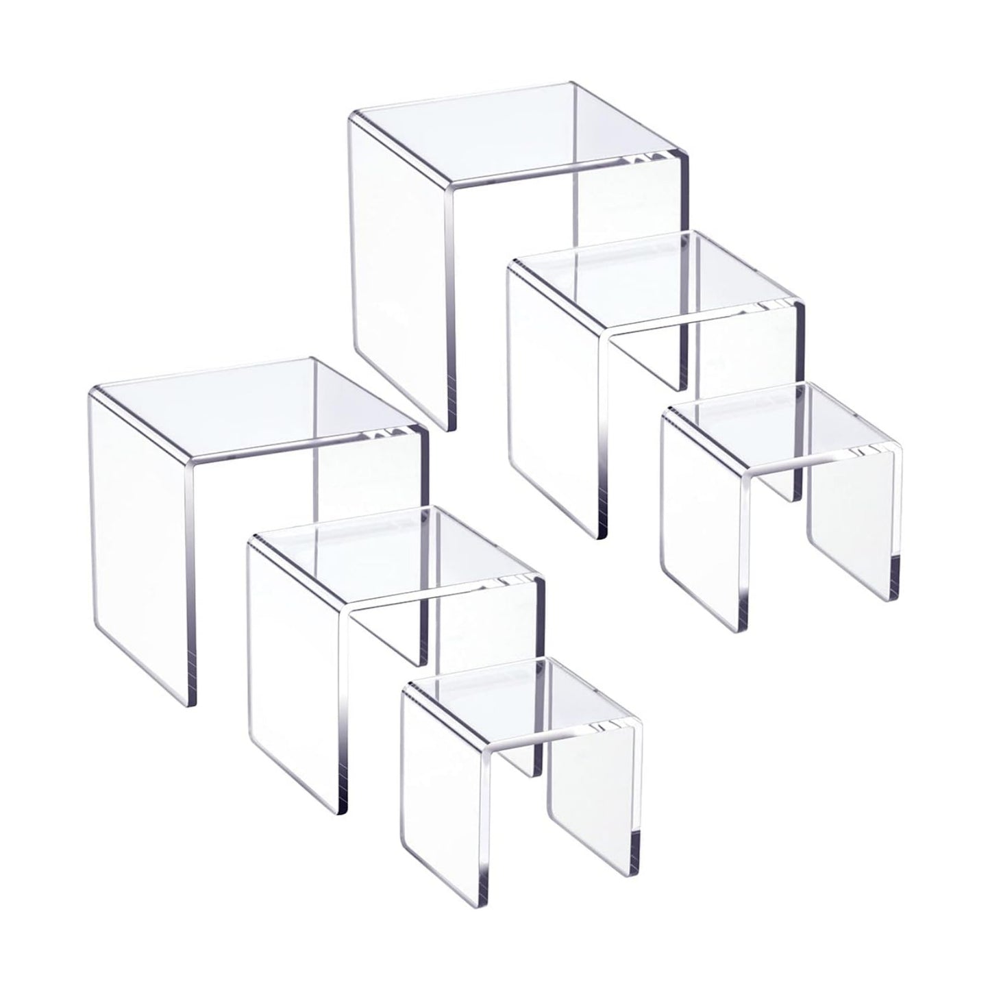 3-Tier Risers Stands Showcase for Amiibo Funko Pop Figures / 3 x 4 x 5 / Clear / Set of 2