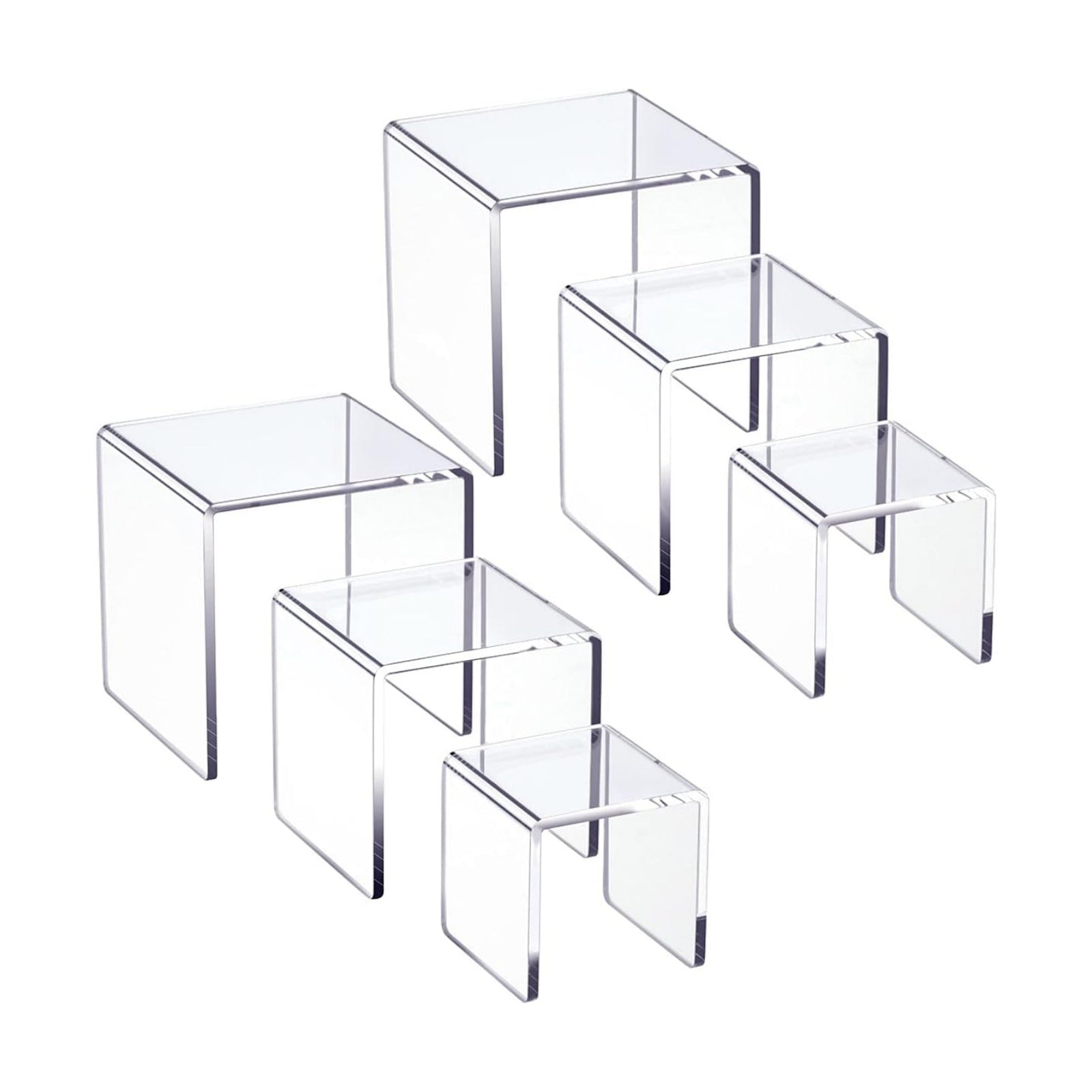 3-Tier Risers Stands Showcase for Amiibo Funko Pop Figures / 3 x 4 x 5 / Clear / Set of 2