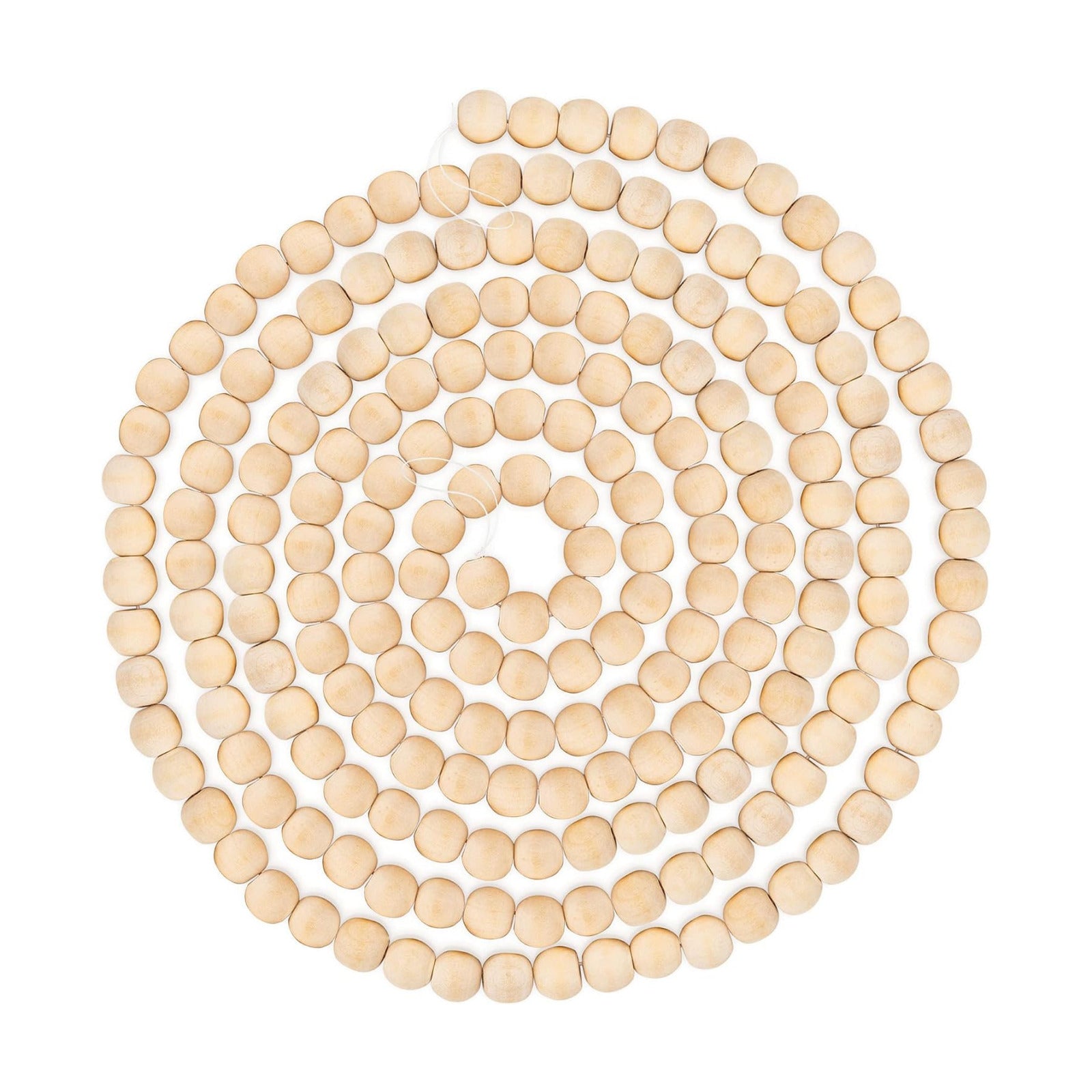 9 Foot Wood Bead Christmas Garland / Natural