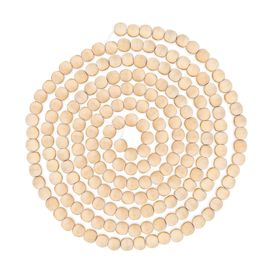 9 Foot Wood Bead Christmas Garland / Natural