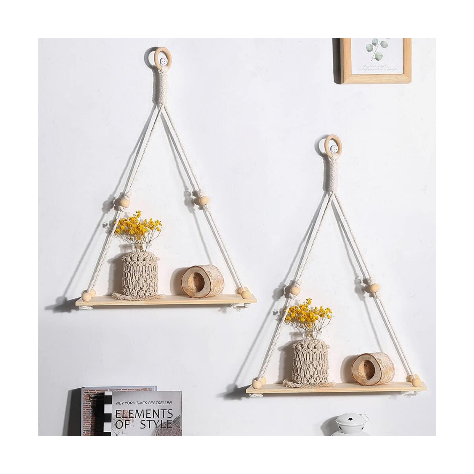 Wooden Wall Hanging Shelves / Beige Simplicity / Set of 2