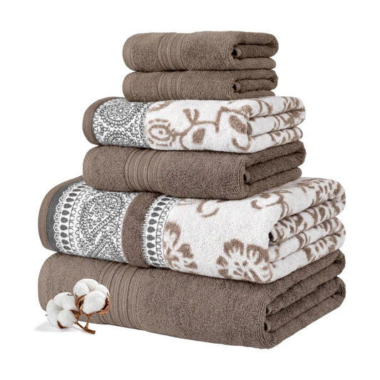 Modern Threads 6 Piece Bath Towel Set – Bathroom Set with 2 Bath Towels, 2 Hand Towels, and 2 Wash Cloths – 100%