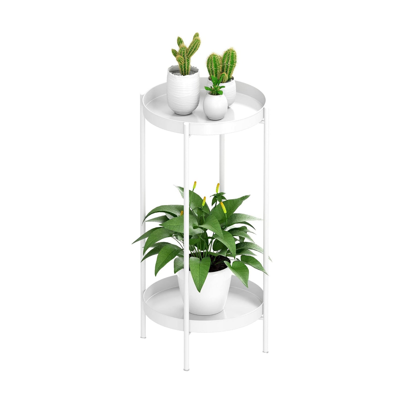 2 Tier Plant Stand Indoor Outdoor - 10.5in Width 24in Tall Flower Pot Rack | Heavy Duty Metal Plant Table Planter
