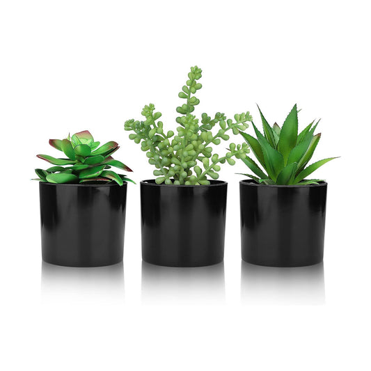 Artificial Succulents Faux Potted Plant Decor / Faux Plants-black