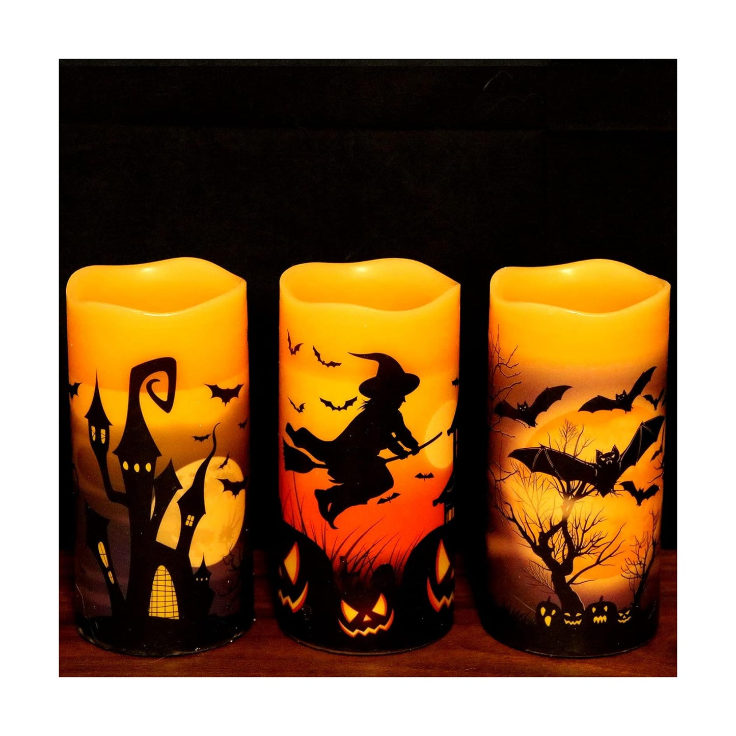 Halloween Decor Flameless Candles Battery Operated with 6H Timer | LED Pillar Candles Flickering, Real Wax 300 Hours